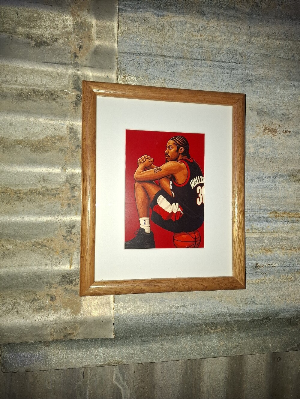 8 Bit Rasheed Wallace Retro NBA Portland Trailblazers Framed Art Print